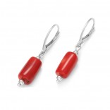 Silver earrings with natural coral