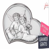 Silver picture Angel over the child 11 * 11 cm - Souvenir of the Holy Baptism