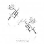 Silver earrings delicate crosses