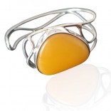 Silver bangle bracelet with yellow amber