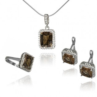 Piękny komplet biżuterii z sultanitem i cyrkoniami - pierścionek rozmiar 15