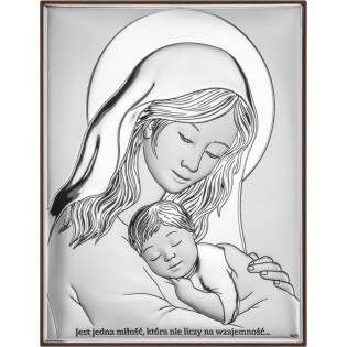 Madonna z dzieciątkiem - obrazek srebrny 10 cm* 14 cm