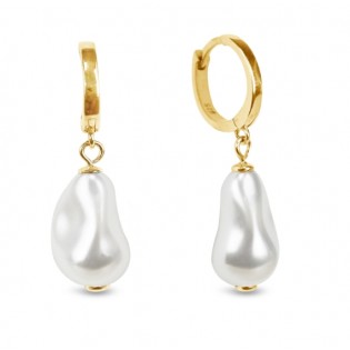 Kolczyki srebrne pozłacane z  pereł kryształowych w kolorze White Pearl.