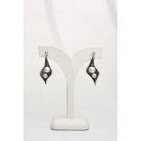 Silver Earring Leaf with pearls