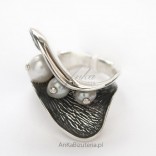 Jewelry-Silver: Ring with pearls in silver 925