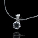 Silver pendant with cubic zirconia. Classic women's jewelry.