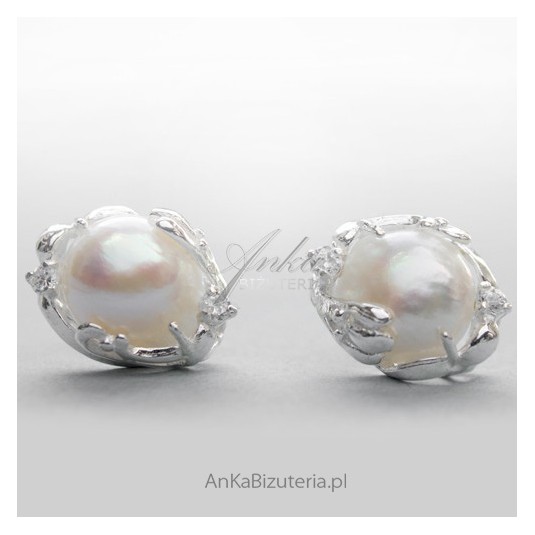Kolczyki srebrne  z perłą