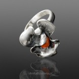 Silver Jewelry - Silver ring with FLOWER coral