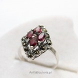 Silver Jewelry-Ring with pomegranates and marcasites