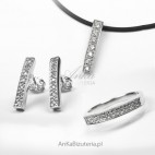 Biżuteria srebrna-komplet: Pierścionek, Kolczyki, Wisiorek
