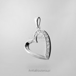 Silver heart with cubic zirconia. Pendant for your beloved.