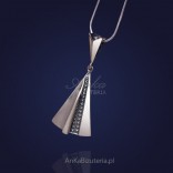 Pendant "Scarf" made of frosted and glowing silver oxidise.