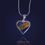 Silver pendant with amber. Amber HEART