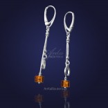 Silver Earrings - Amber cubes - Ideal for a gift - horseshoe for good luck.