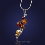Silver necklace with colored amber - original.