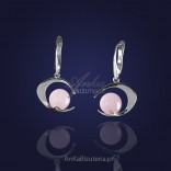 Silver Jewelry - Rhodium-plated silver earrings with pink quartz.