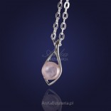 Silver jewellery. Trendy silver pendant with pink quartz.
