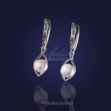 Trendy silver earrings rhodium-plated with pink quartz.