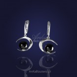 Silver jewelry: Silver rhodium plated earrings with onyx.
