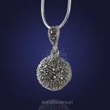 Silver ball pendant with beautiful marcasites.