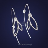 Long earrings "Stokrotka" - silver with a delicate crystal