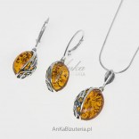 Silver set with amber Gold Baltic.