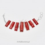 Bracelet with red coral in silver - UNIKAT
