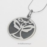 Silver pendant, oxidized silver - "Delighted Anielica"