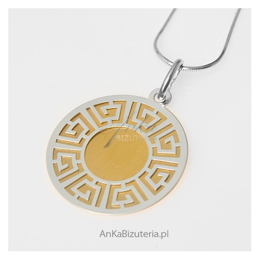 Wisior srebrny pokryty 14 karatowym złotem - "Iris - grecka bogini"