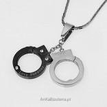 Handcuffs - "Love Forever" - jewelry made of stainless steel and onyx with Swarovski crystal