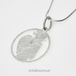 Angel with a rose - silver pendant - subtle jewelry