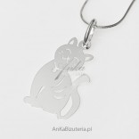 Sweet sitting kitten - silver pendant