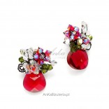 Romantic earrings with Swarovski - Lewanowicz crystals - red