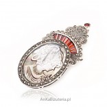 Brooch-silver pendant with marcasites, grenades "Majestic Cameo"
