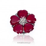 Ruby noble - silver brooch with marcasites and rubies - in the color of the season - burgundy.
