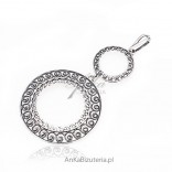 Silver pendant two rings - openwork delicate lace - CHEAP!