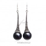 Charlotte - silver earrings with marcasites and majestic onyx