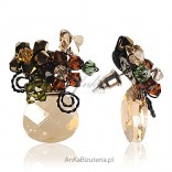 Romantic earrings with Swarovski - Lewanowicz crystals - beige