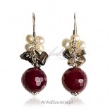 Romantic - Silver earrings with agate, smoky quartz and pearls.
