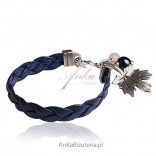 Bracelet made of eco leather and antiallergic material - navy blue from the Emily Collection