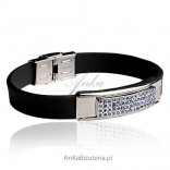 Bracelet made of high-grade steel, calyx and light blue crystals embedded using the MICRO PAVE method