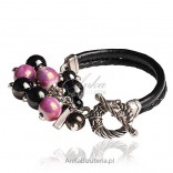 Bracelet made of eco leather and antiallergic material - black - from the Emily Collection