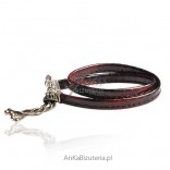 Bracelet made of eco leather and anti-allergic material - burgundy - from the Emily Collection