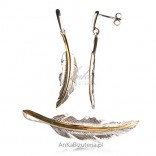 Set: a pendant and earrings made of rhodium and gold plated silver