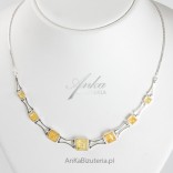 NECKLACE silver yellow with natural Baltic amber.