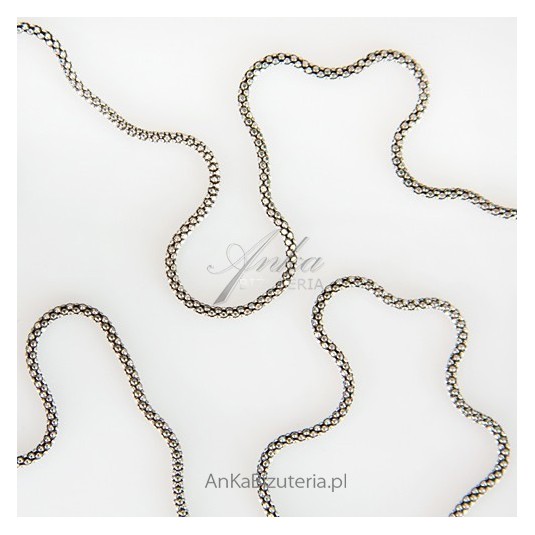 Łańcuszek srebrny oksydowany -  świetny do zawieszek z markazytów - 45 cm