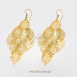 Golden autumn leaves - silver earrings covered with 14k gold