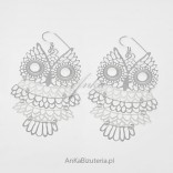 Funny silver earrings - silver owls