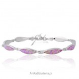 Bracelet with pink opal - silver rhodium plated