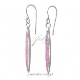 Earrings with pink opal - rhodium plated